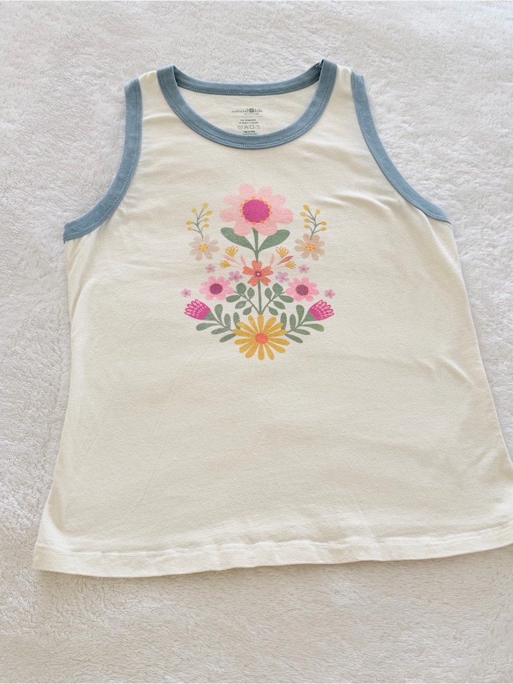 Natural Life Ringer Tank Folk Floral Graphic size Large